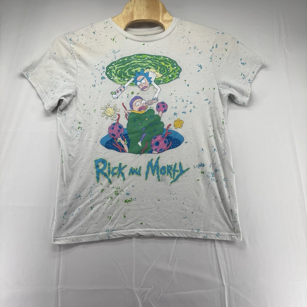 Rick And Morty Falling Portals Blue And Green Tie Dye T Shirt Size XL